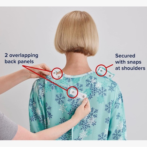 Silvert’s Open Back Adaptive Nightgown - Assisted Dressing Gown - Picture 4 of 6